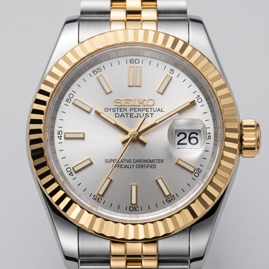 Lady Mod – Two-Tone Gold · Silver Dial – 28mm – Automatic – dial detail