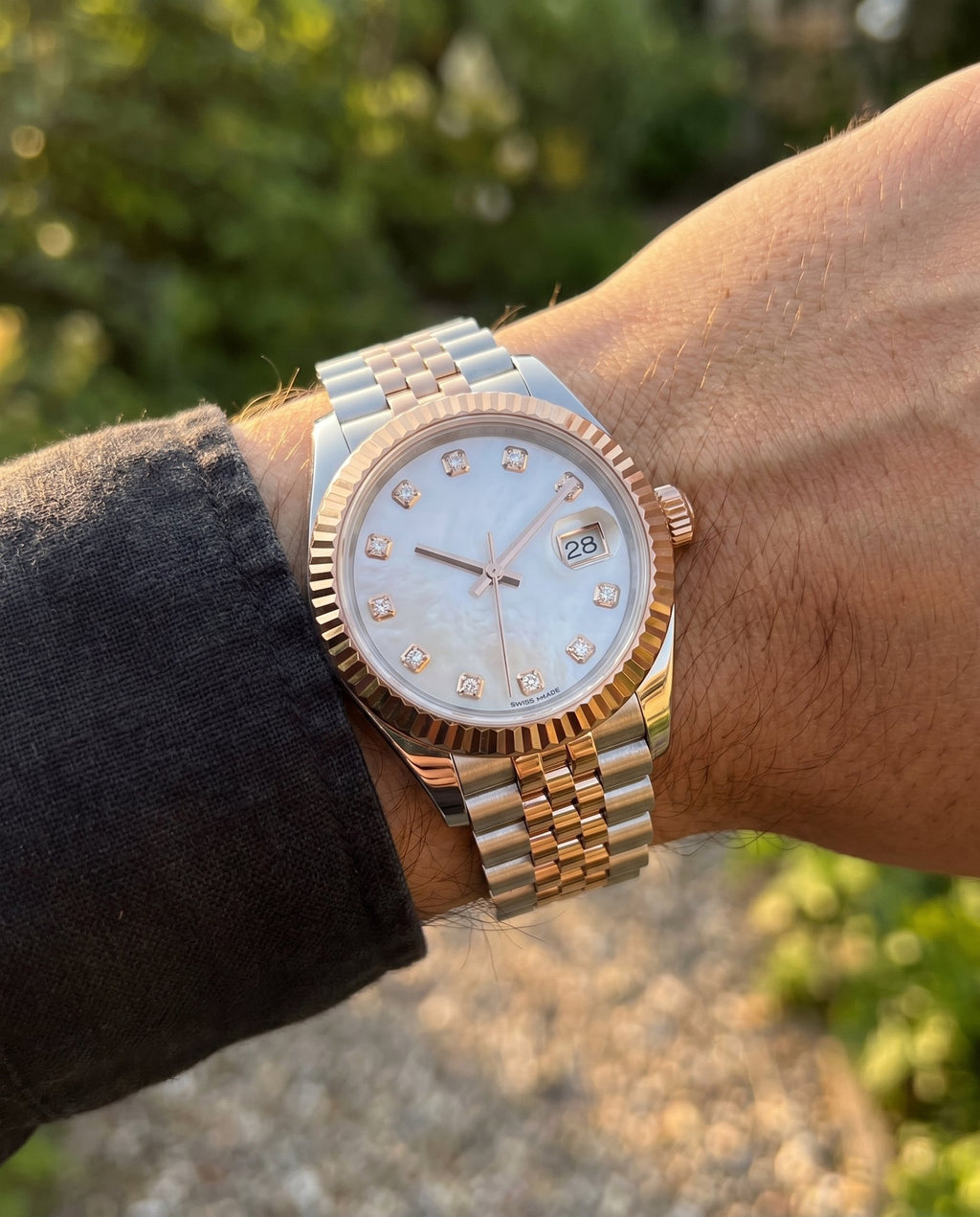 Lady Mod – Two-Tone Rose Gold · White MOP Dial – 28mm – Automatic - on-wrist lifestyle
