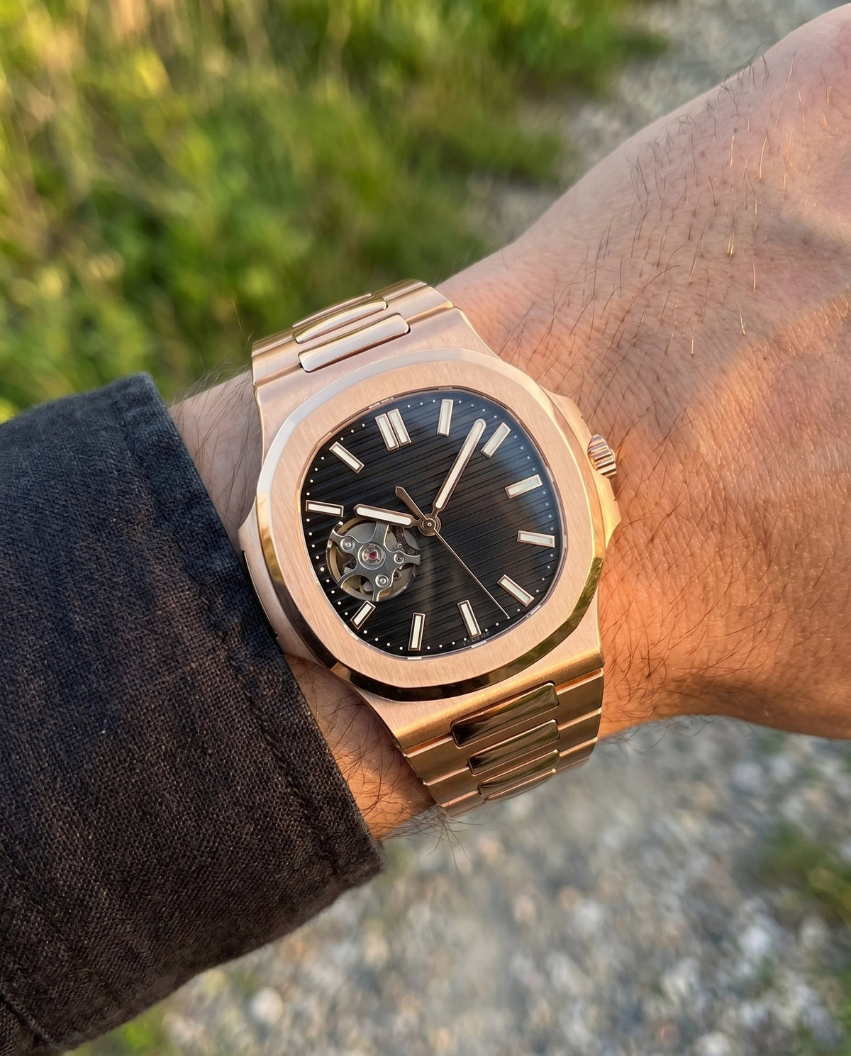 Naut Mod – Rose Gold · Black Open-Heart Dial – 41mm – Automatic - on-wrist lifestyle