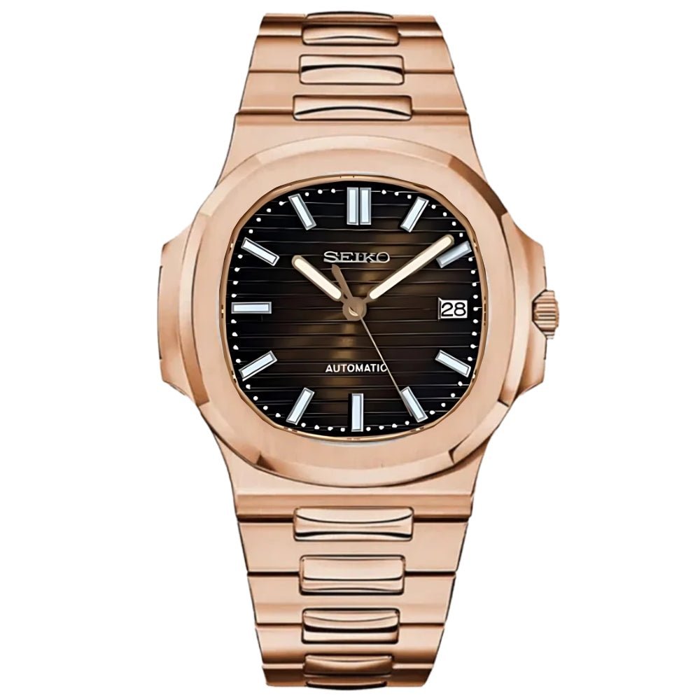 Naut Mod – Rose Gold · Brown Dial – 41mm – Automatic — with Seiko logo