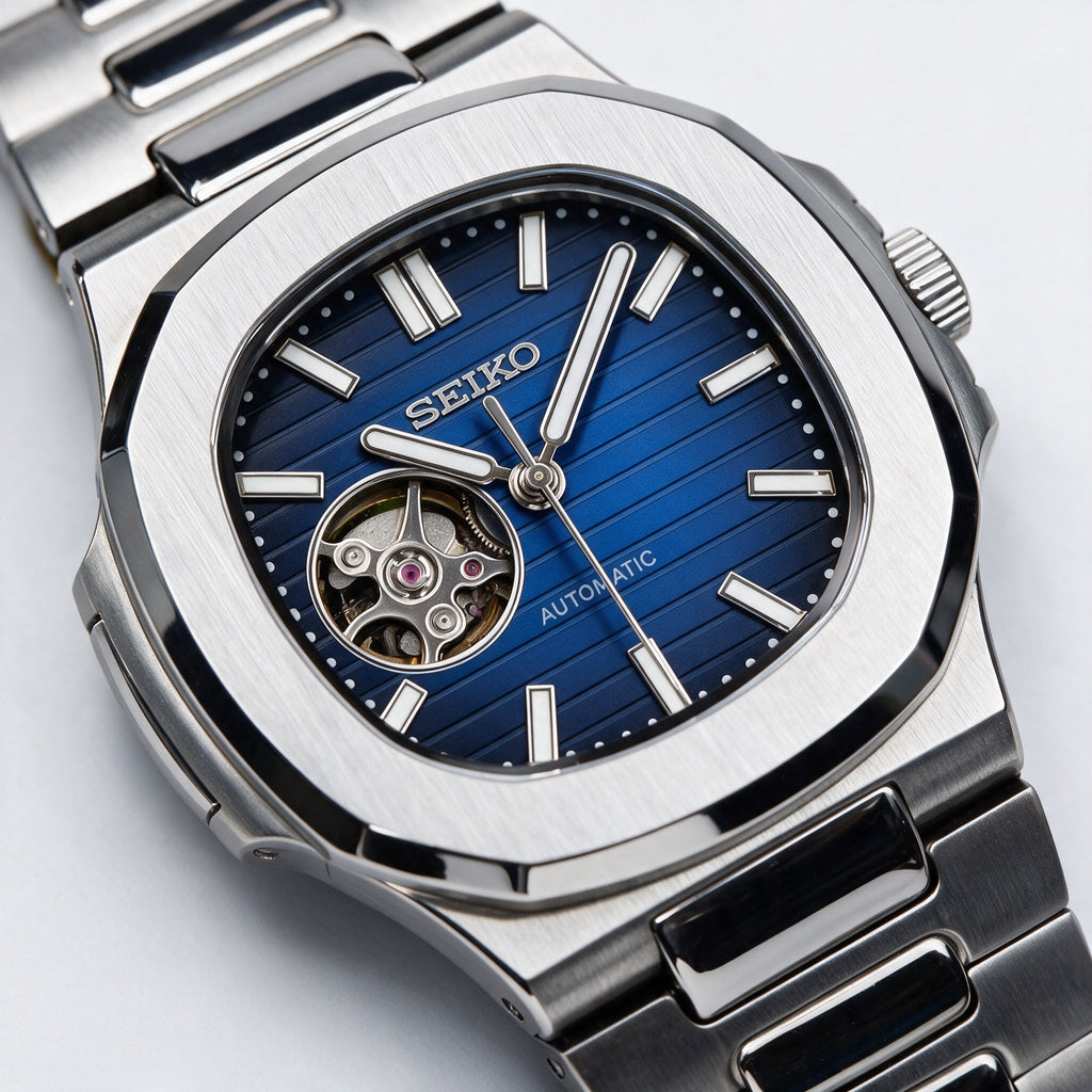 Naut Mod – Steel · Blue Open-Heart Dial – 41mm – Automatic – dial detail