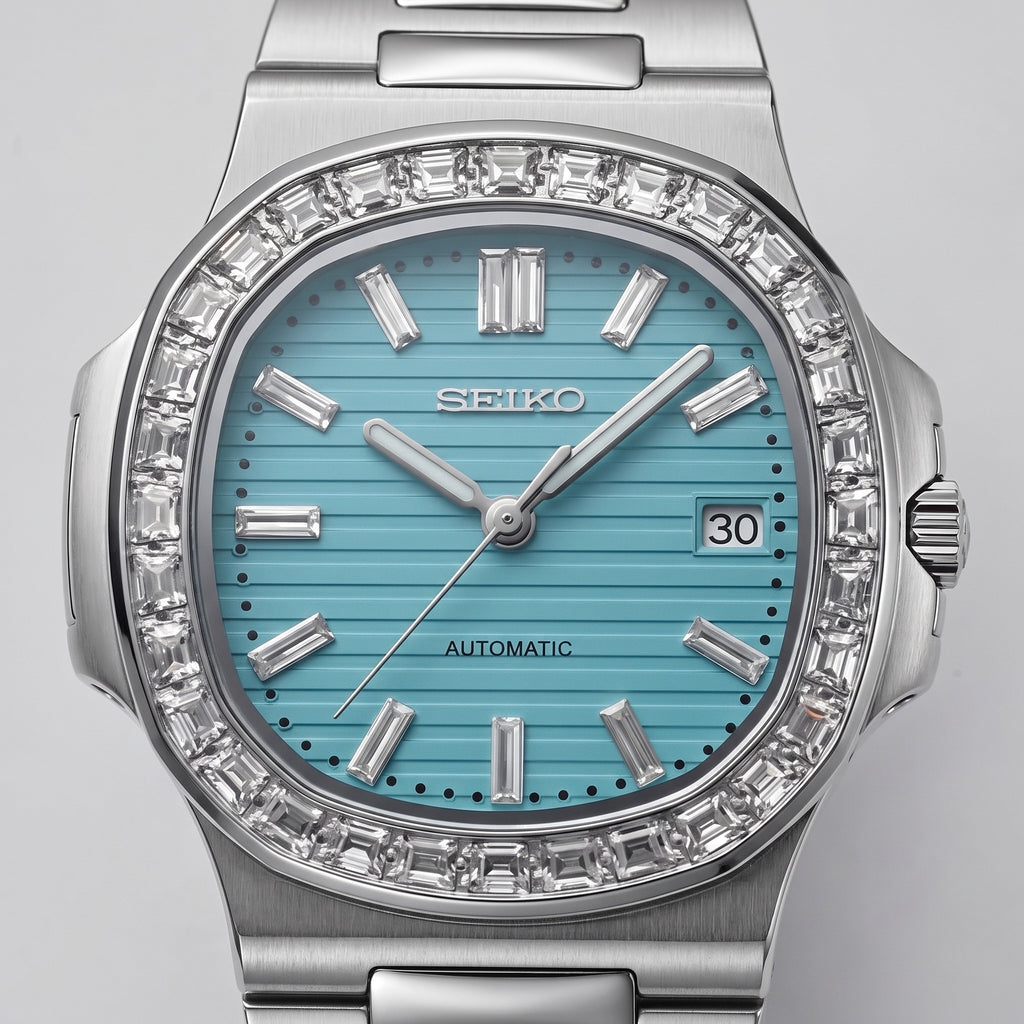 Naut Mod – Steel · Diamond Bezel · Teal Dial – 41mm – Automatic – dial detail