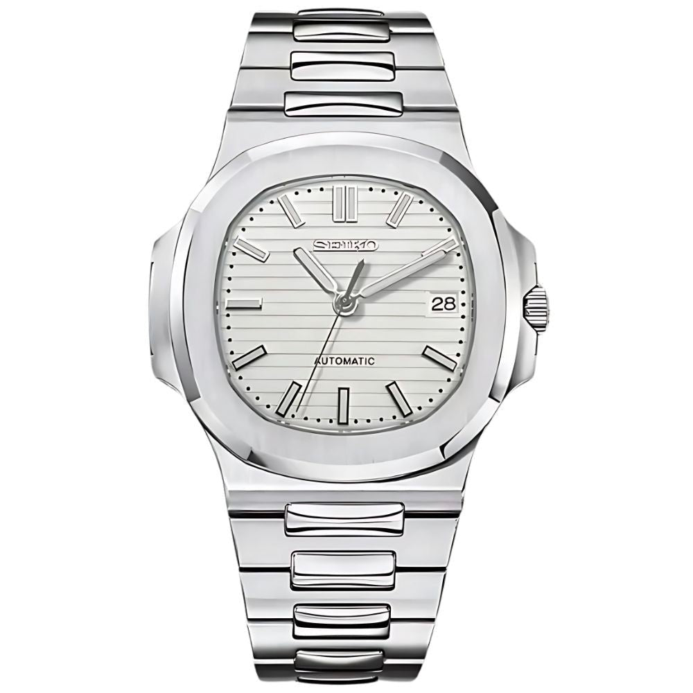 Naut Mod – Steel · Silver Dial – 41mm – Automatic — with Seiko logo