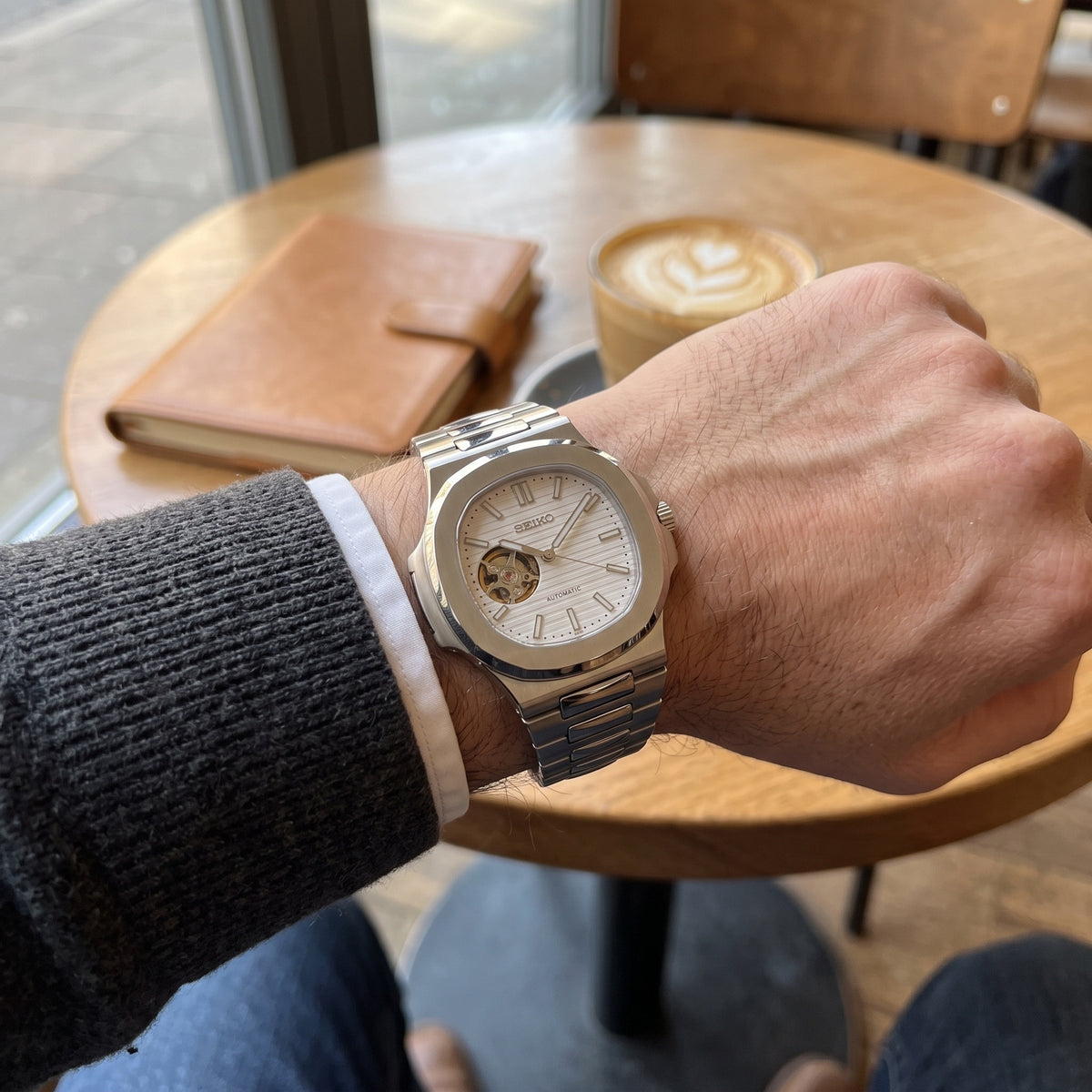 Naut Mod – Steel · White Open-Heart Dial – 41mm – Automatic – on-wrist view
