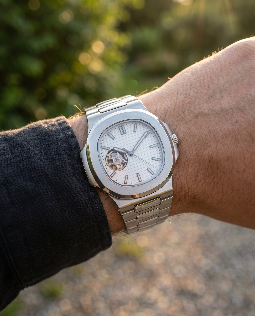 Naut Mod – Steel · White Open-Heart Dial – 41mm – Automatic - on-wrist lifestyle