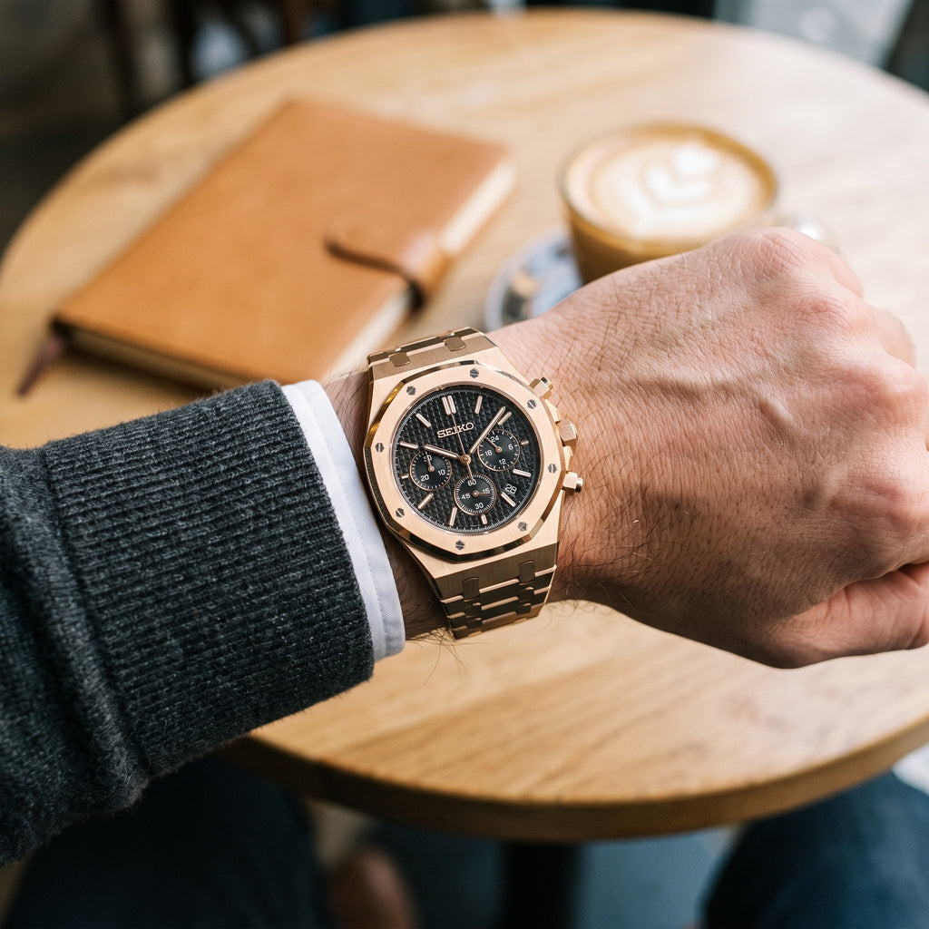 Oak Mod – Gold · Black Skeleton Dial – 41mm – Automatic – on-wrist view