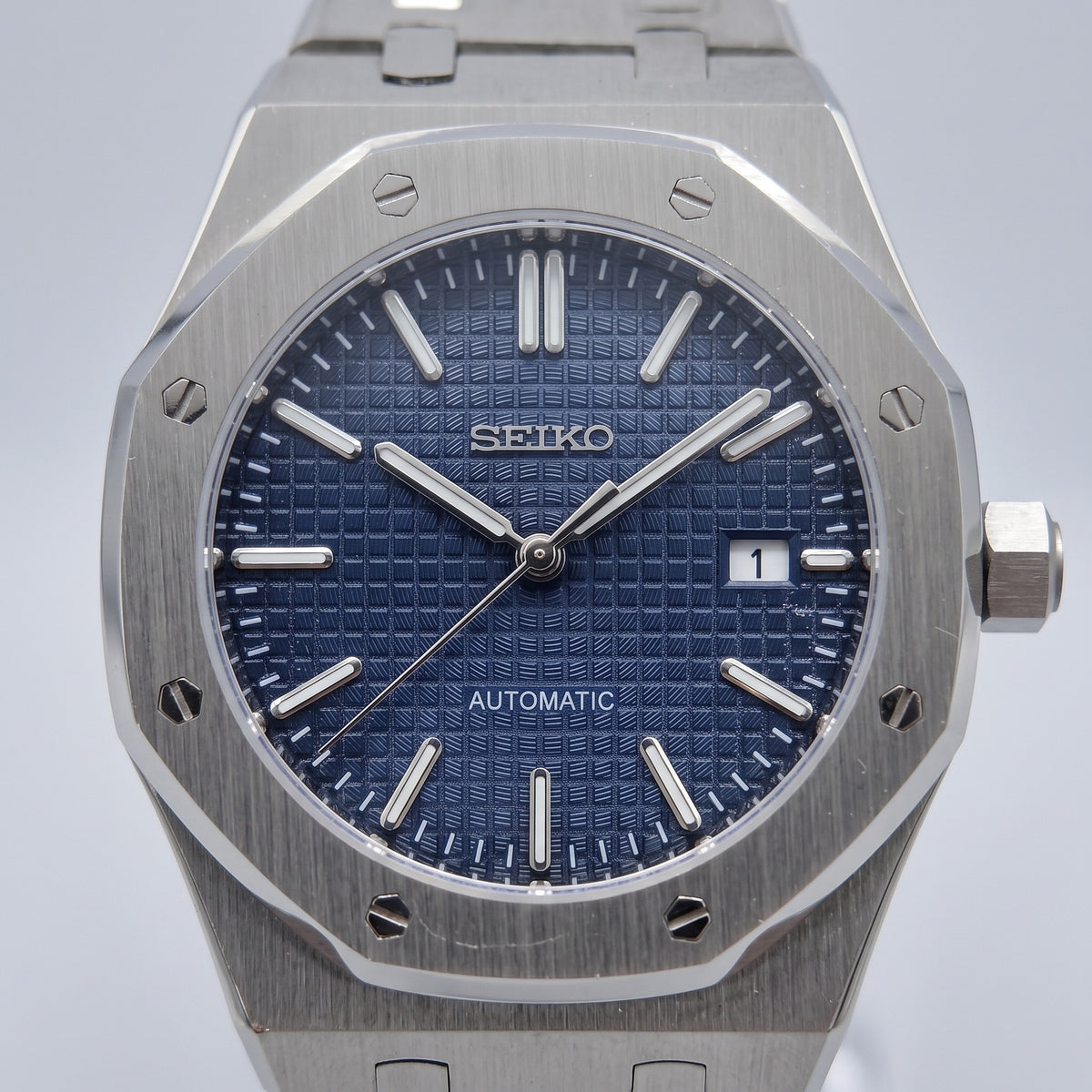 Oak Mod – Steel · Blue Tapisserie Dial – 41mm – Automatic – dial detail