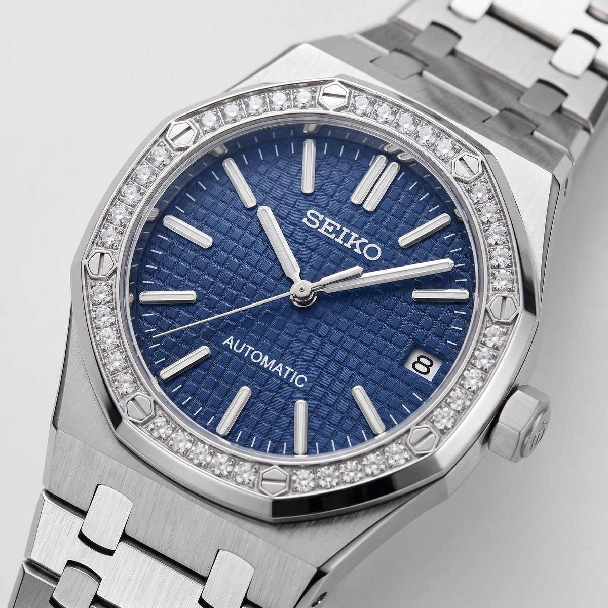 Oak Mod – Steel · Diamond Bezel · Blue Dial – 41mm – Automatic – dial detail