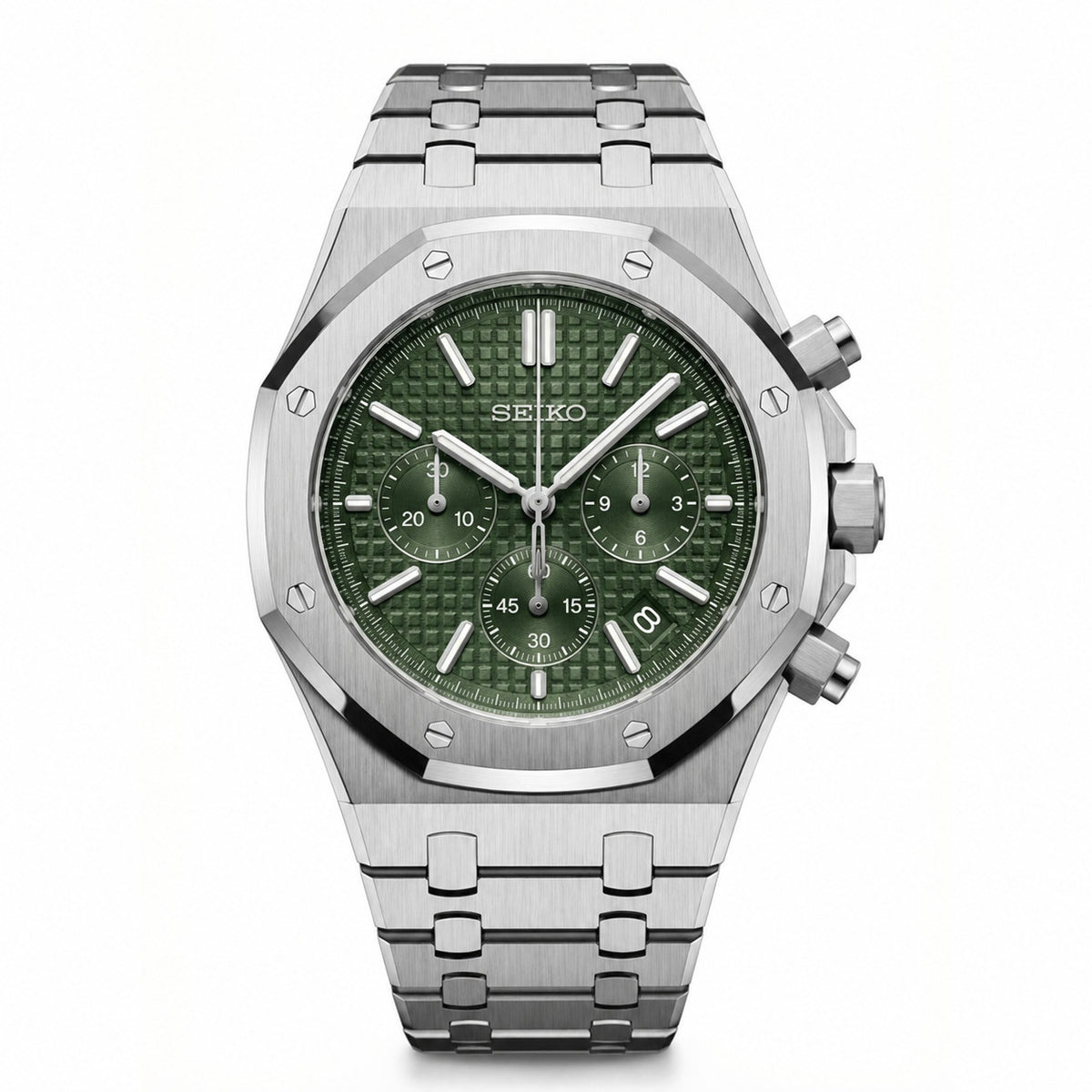 Oak Mod – Steel · Green Chronograph – 41mm – Chronograph - with Seiko logo