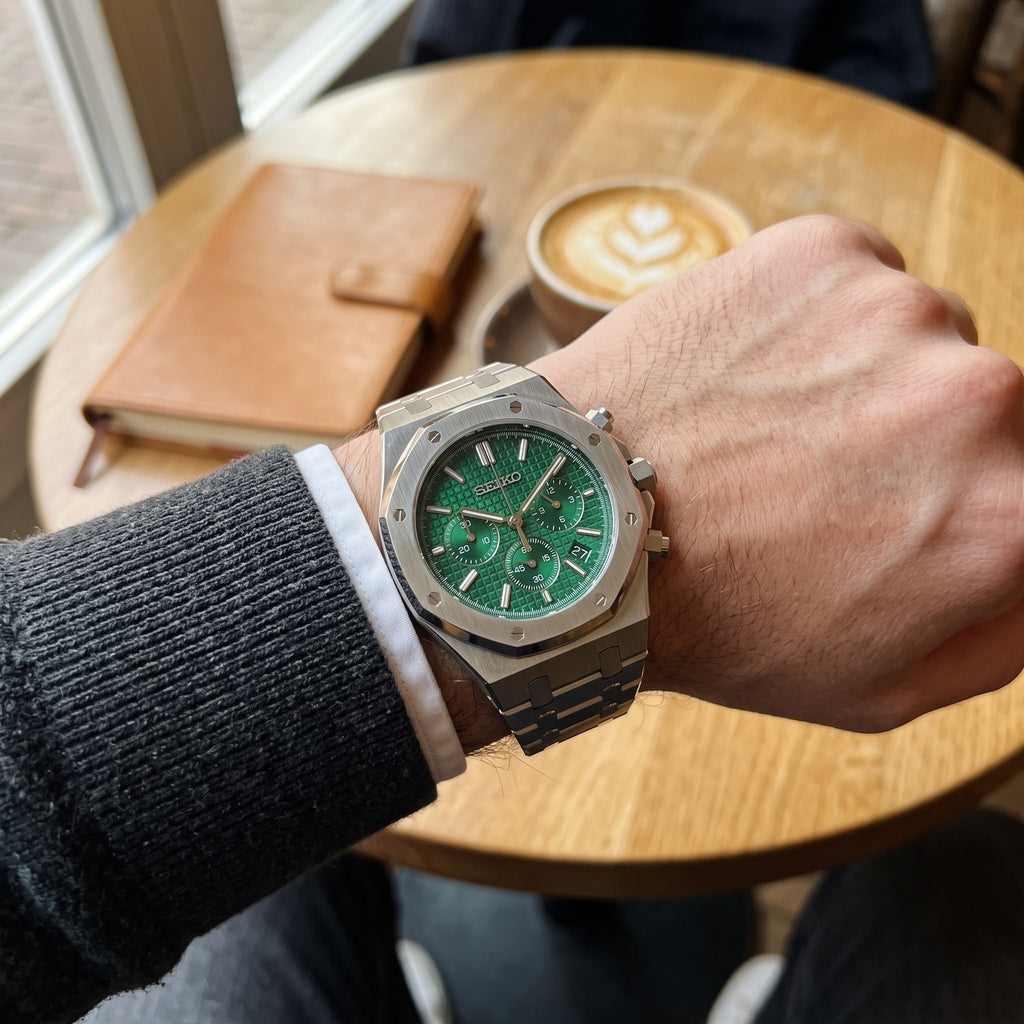 Oak Mod – Steel · Green Chronograph II – 41mm – Chronograph – on-wrist view