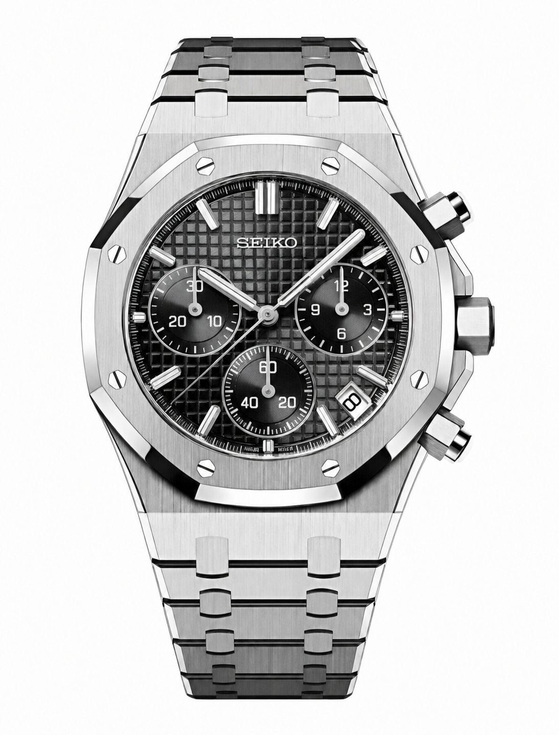 Oak Mod – Steel · Grey Chronograph – 41mm – Chronograph — with Seiko logo