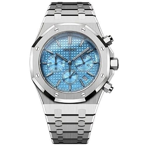 Oak Mod – Steel · Ice-Blue Chronograph – 41mm – Chronograph — with Seiko logo