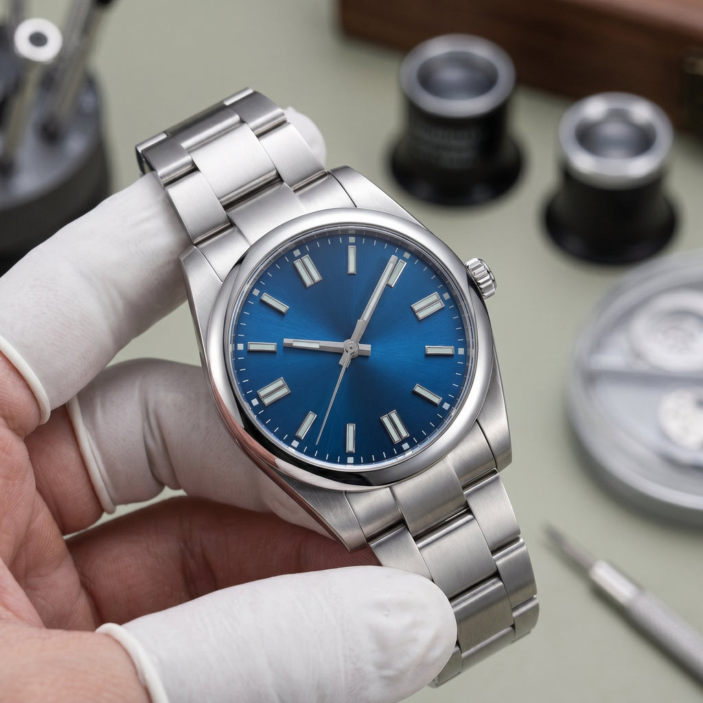 Oyst Mod – Blue Dial – 39mm – Automatic - close-up detail