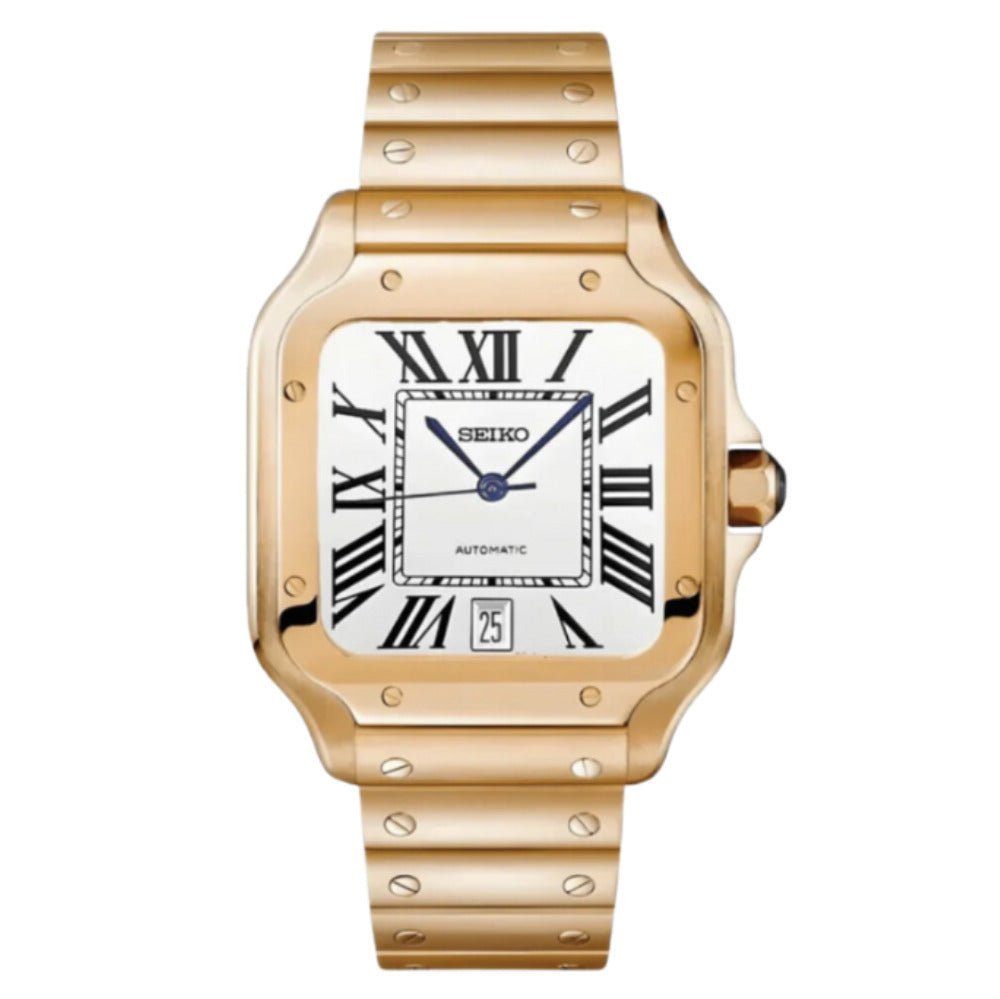 Seiktos Mod – Gold White Dial – 38mm – Automatic — with Seiko logo