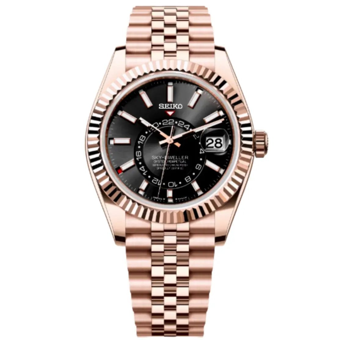 Sky Mod – Two-Tone Rose Gold Black Dial – 41mm – Automatic — with Seiko logo