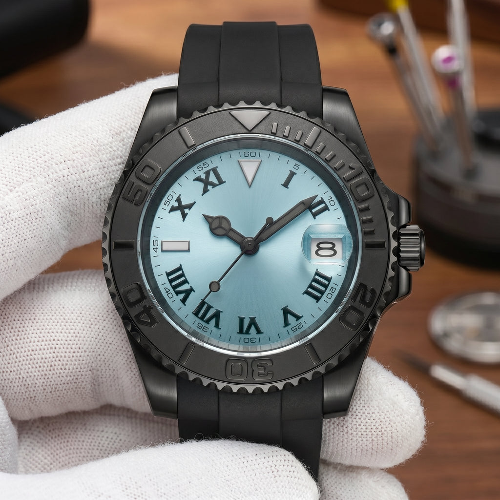 Sub Mod – Black Ice Blue Dial – 40mm – Automatic - close-up detail