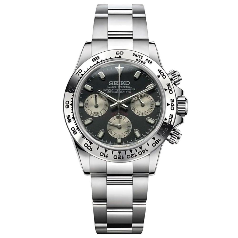Tona Mod – Steel · Slate Dial – 40mm – Chronograph - with Seiko logo